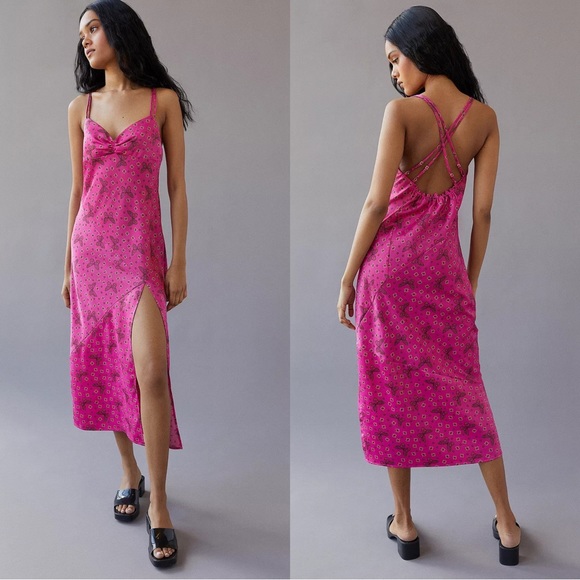 Urban Outfitters Dresses & Skirts - UO Samira Fuchsia Butterfly Paisley Boho Midi Slip Tank Dress